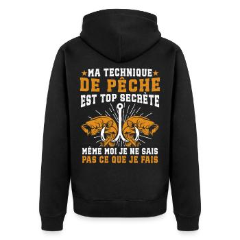 ma technique de pêche est top secret - Veste à capuche bio Premium Unisexe - noir - Dos - Nico (187cm)