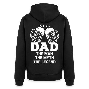 PAPA L’HOMME LE MYTHE LA LÉGENDE Emblème de la bière - Veste à capuche bio Premium Unisexe - noir - Dos - Nico (187cm)