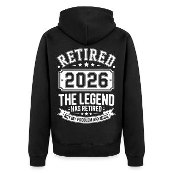 Retired 2026 Funny Retired Graphic Men Retirement - Unisex Premium Organic Zip Hoodie - black - Back - Nico (187cm)