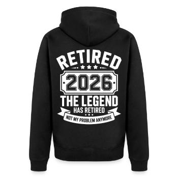Retired 2026 Funny Retired Graphic Men Retirement - Unisex Premium Organic Zip Hoodie - black - Back - Nico (187cm)