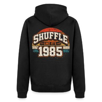 Shuffle Like It's 1985 Vintage Anniversary Gift - Unisex Premium Organic Zip Hoodie - black - Back - Nico (187cm)