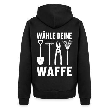 Wähle Deine Waffe Garten Werkzeug Shirt - Unisex Premium Bio Zip Hoodie - Schwarz - Hinten - Nico (187cm)
