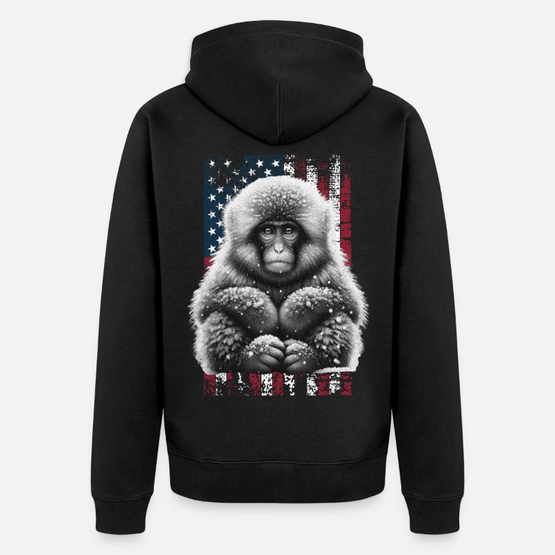 Macaque japonais US Japanmakak - Veste à capuche bio Premium Unisexe - noir