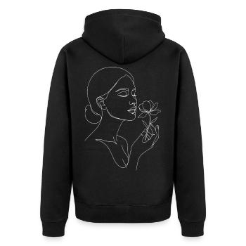 Line Painting Woman with Rose I Unisex Line Art T-Shirt - Unisex Premium Organic Zip Hoodie - black - Back - Nico (187cm)