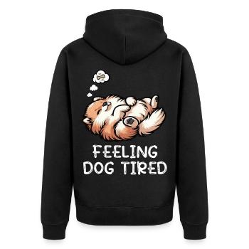 Se sentir fatigué de chien Poméranie, Poméranie, Chien Spitz Poméranie, - Veste à capuche bio Premium Unisexe - noir - Dos - Nico (187cm)
