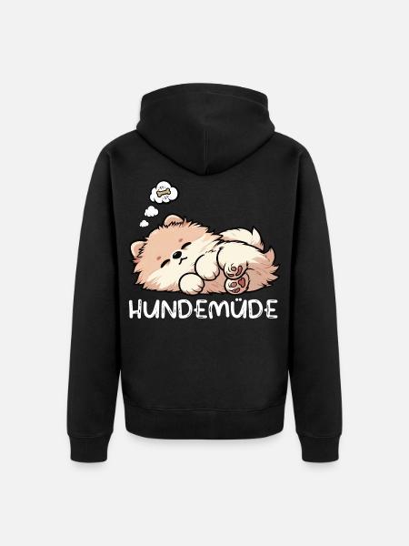 Hundemüde Zwergspitz Zwergspitze Spitzhund Spitz - Unisex Premium Bio Zip Hoodie - Schwarz