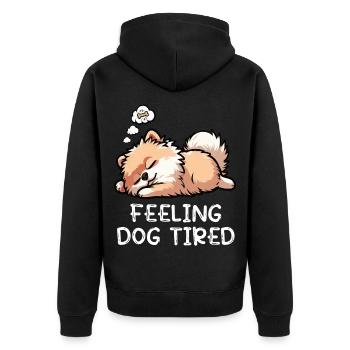 Se sentir fatigué de chien Poméranie, Poméranie, Chien Spitz Poméranie, - Veste à capuche bio Premium Unisexe - noir - Dos - Nico (187cm)
