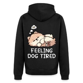 Se sentir fatigué de chien Poméranie, Poméranie, Chien Spitz Poméranie, - Veste à capuche bio Premium Unisexe - noir - Dos - Nico (187cm)