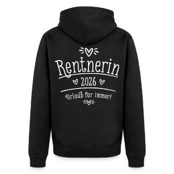 Rentnerin 2026 Urlaub für immer Geschenk zur Rente - Unisex Premium Bio Zip Hoodie - Schwarz - Hinten - Nico (187cm)