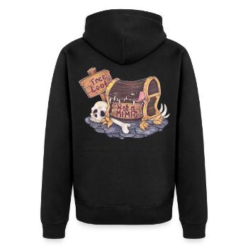 Definitely Not A Mimic RPG Roleplaying Fantasy - Unisex Premium Bio Zip Hoodie - Schwarz - Hinten - Nico (187cm)
