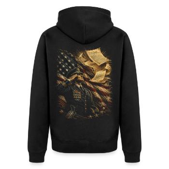 Veterans Day Für Demokraten - Unisex Premium Bio Zip Hoodie - Schwarz - Hinten - Nico (187cm)
