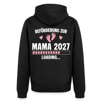 Beförderung zur Mama 2027 - Loading Schwanger - Unisex Premium Bio Zip Hoodie - Schwarz - Hinten - Nico (187cm)