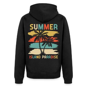 Summer Island Paradise Reisefieber - Unisex Premium Bio Zip Hoodie - Schwarz - Hinten - Nico (187cm)
