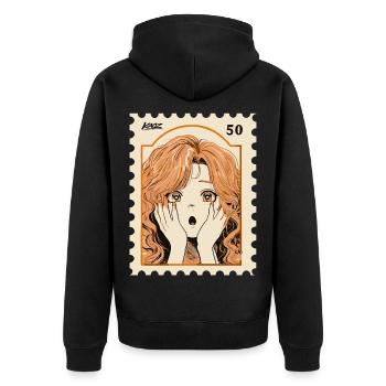 Peachy Shock Manga Portrait - Unisex Premium Organic Zip Hoodie - black - Back - Nico (187cm)