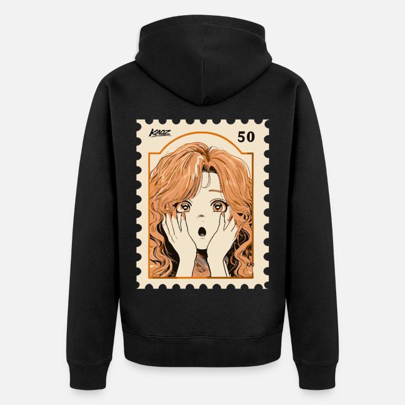 Peachy Shock Manga Portrait - Veste à capuche bio Premium Unisexe - noir