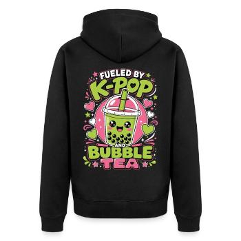 K-Pop Bubble Tea Boba Kawaii Shirt - Unisex Premium Organic Zip Hoodie - black - Back - Nico (187cm)