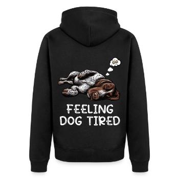 Feeling Dog Tired Deutsch Drahthaar drahthaar hund - Unisex Premium Bio Zip Hoodie - Schwarz - Hinten - Nico (187cm)