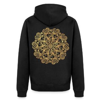 Mandala made of hearts - gold - Unisex Premium Organic Zip Hoodie - black - Back - Nico (187cm)