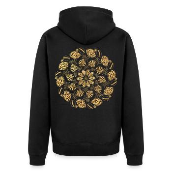 Shell Mandala - gold - Unisex Premium Organic Zip Hoodie - black - Back - Nico (187cm)