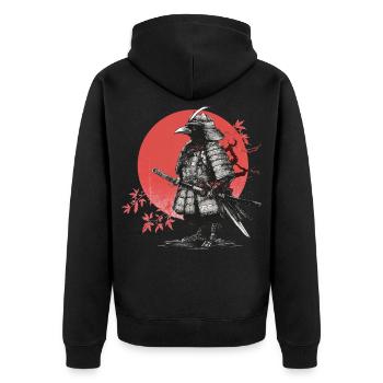 Samurai Crow in Armor - Unisex Premium Organic Zip Hoodie - black - Back - Nico (187cm)