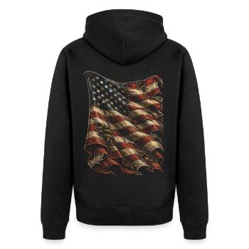 Veterans Day for Democrats - Unisex Premium Organic Zip Hoodie - black - Back - Nico (187cm)
