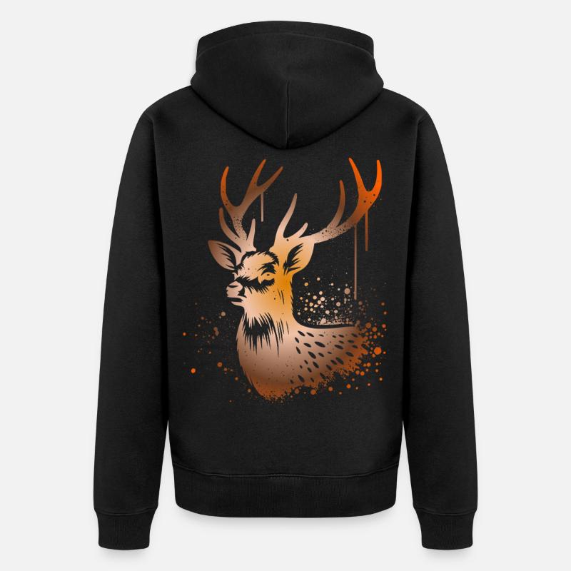 Cerf Sikahirsch Sika - Veste à capuche bio Premium Unisexe - noir