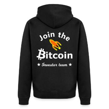 Bitcoin Investor Team - Unisex Premium Organic Zip Hoodie - black - Back - Nico (187cm)