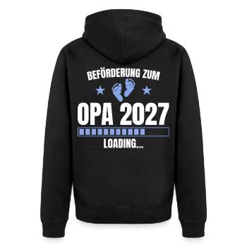 Beförderung zum Opa 2027 – Loading - Unisex Premium Bio Zip Hoodie - Schwarz - Hinten - Nico (187cm)