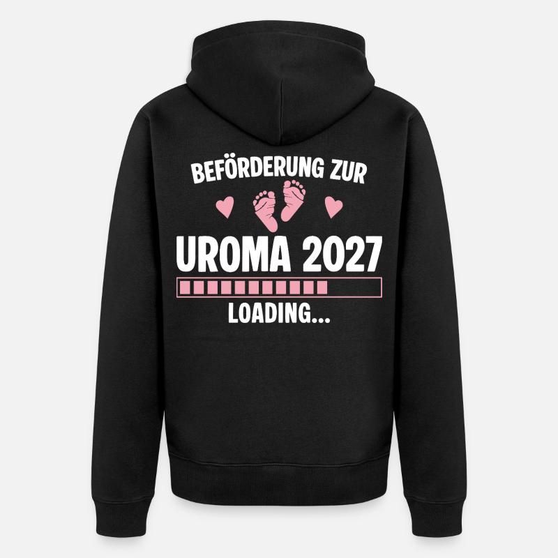 Beförderung zur Uroma 2027 – Loading - Unisex Premium Bio Zip Hoodie - Schwarz