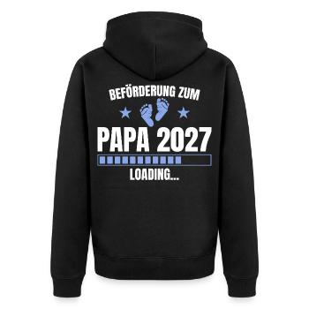 Beförderung zum Papa 2027 Loading - Vaterschaft - Unisex Premium Bio Zip Hoodie - Schwarz - Hinten - Nico (187cm)