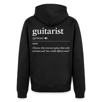 Definition Gitarrist Humor Musiker Geschenk - Unisex Premium Bio Zip Hoodie - Schwarz - Hinten - Nico (187cm)