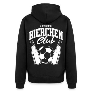 Lecker Bierchen Club Fußball  - Unisex Premium Bio Zip Hoodie - Schwarz - Hinten - Nico (187cm)