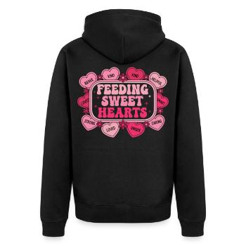 Caring Hearts: Bildung und Liebe - Unisex Premium Bio Zip Hoodie - Schwarz - Hinten - Nico (187cm)