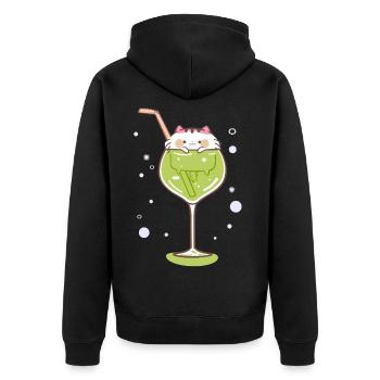 Gin cat ginglass kitty drink celebrate party - Unisex Premium Organic Zip Hoodie - black - Back - Nico (187cm)