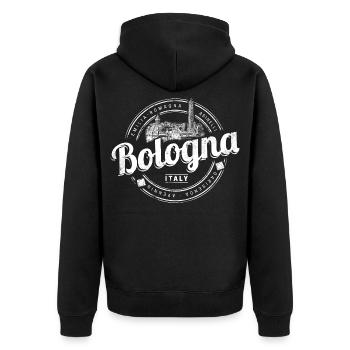 Bologna Emilia-Romagna mit Pasta Italien Souvenir - Unisex Premium Bio Zip Hoodie - Schwarz - Hinten - Nico (187cm)