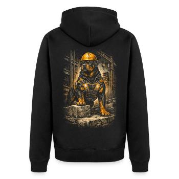 Rottweiler Dog ouvrier du bâtiment - Veste à capuche bio Premium Unisexe - noir - Dos - Nico (187cm)