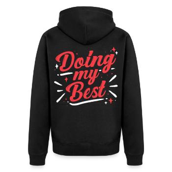 Single Dad Single Dad Doing My Best - Unisex Premium Organic Zip Hoodie - black - Back - Nico (187cm)