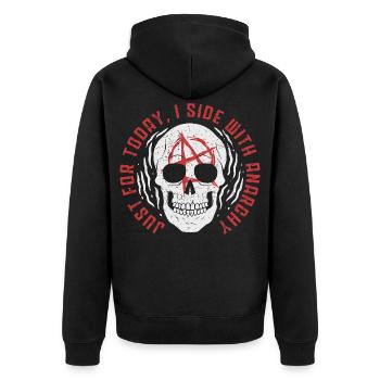 Punk For A Day Just For Today I Side With Anarchy - Unisex Premium Bio Zip Hoodie - Schwarz - Hinten - Nico (187cm)