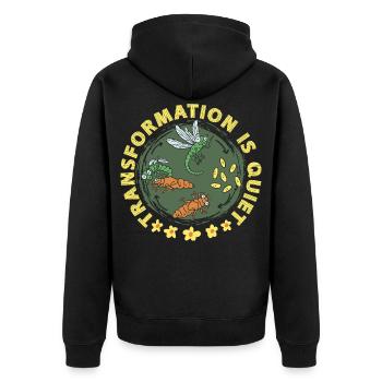 Libelle Libellen Transformation Is Quiet - Unisex Premium Bio Zip Hoodie - Schwarz - Hinten - Nico (187cm)