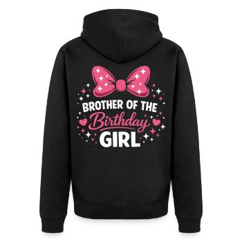 Girl's Birthday Design - Magic Pink Bow and E - Unisex Premium Organic Zip Hoodie - black - Back - Nico (187cm)