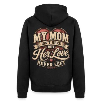 Mama-Souvenirgeschenk – Ihre Liebe hat Vintag nie verlassen - Unisex Premium Bio Zip Hoodie - Schwarz - Hinten - Nico (187cm)