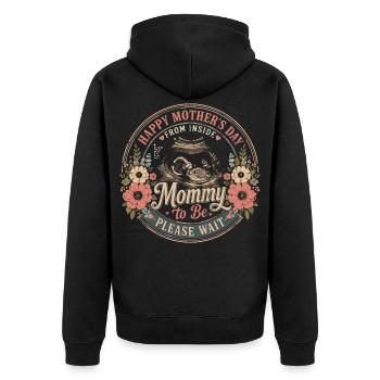 Cadeau Future Maman - Happy Mother's Day From Insi - Veste à capuche bio Premium Unisexe - noir - Dos - Nico (187cm)