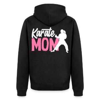 Maman Karaté Arts Martiaux Mère Combattante Femmes - Veste à capuche bio Premium Unisexe - noir - Dos - Nico (187cm)