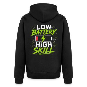 Batterie faible, haute compétence - Veste à capuche bio Premium Unisexe - noir - Dos - Nico (187cm)