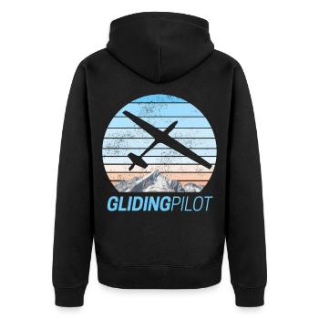 Gliding Pilot Segelfliegen Vintage Design - Unisex Premium Bio Zip Hoodie - Schwarz - Hinten - Nico (187cm)