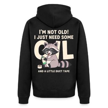 Nicht der alte Waschbär mit Klebeband - Unisex Premium Bio Zip Hoodie - Schwarz - Hinten - Nico (187cm)