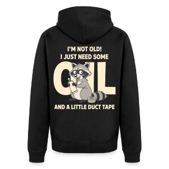 Waschbär nicht altes Klebeband-Tee - Unisex Premium Bio Zip Hoodie - Schwarz - Hinten - Nico (187cm)