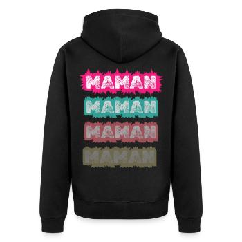 Maman Vintage Coloré – Design Pop Rétro pour Mère - Veste à capuche bio Premium Unisexe - noir - Dos - Nico (187cm)