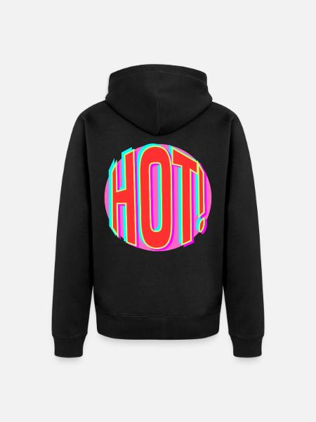 Neon Hot Retro Lettering - Unisex Premium Organic Zip Hoodie - black