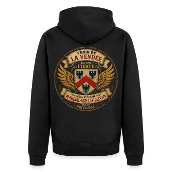 Fierté Vendée - Mareuil-sur-Lay-Dissais Privilège  - Veste à capuche bio Premium Unisexe - noir - Dos - Nico (187cm)